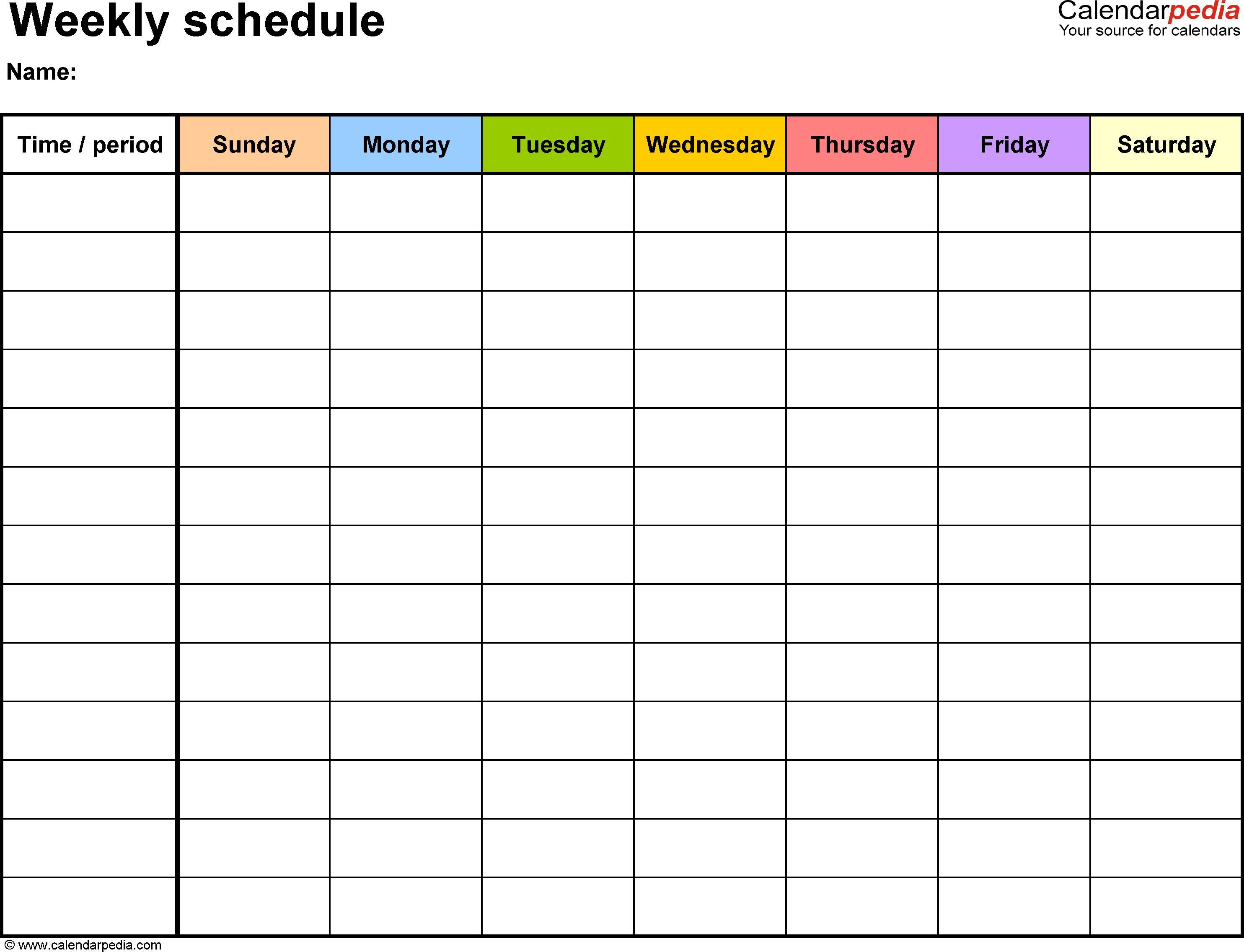 Free Weekly Schedule Templates For Word - 18 Templates - Free Printable Blank Work Schedules