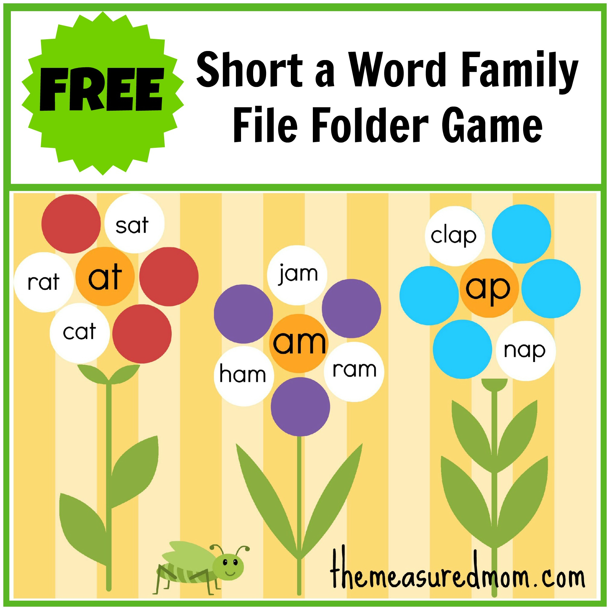 Free Word Family File Folder Game: Short A - The Measured Mom - Free Printable Word Family Games