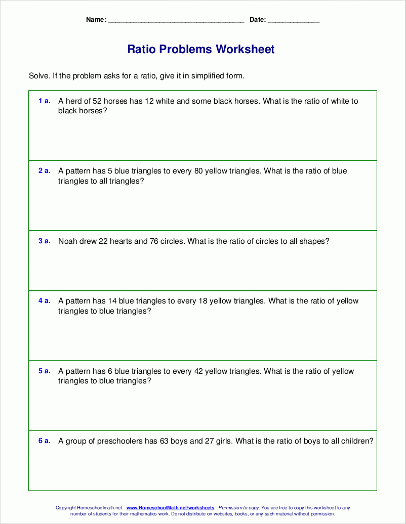 Free Worksheets For Ratio Word Problems - Free Printable Math Word Problems