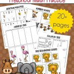 Free Zoo Themed Preschool Math Worksheets   Free Printable Zoo Worksheets