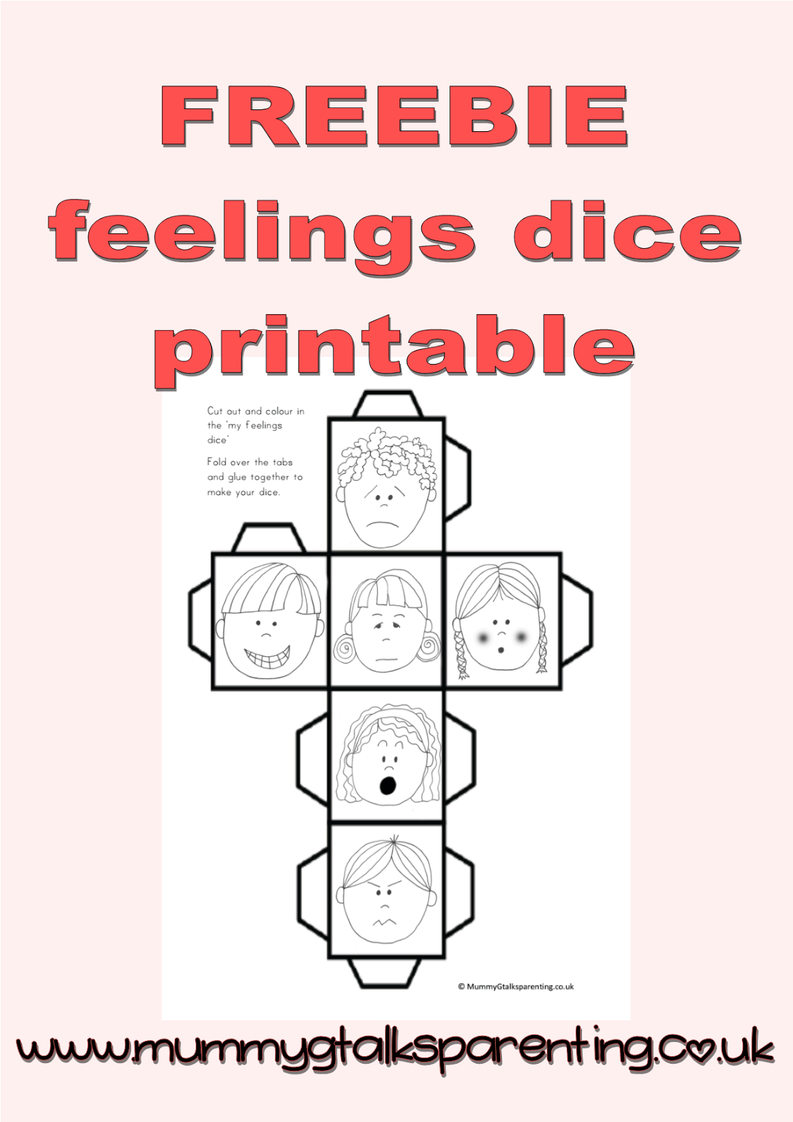 Freebie Feeling Dice Printable. Freebie Preschool Printables. Fun - Free Printable Childminding Resources