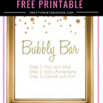 Freebie Friday   Bubbly Bar Sign | Birthday | Bubbly Bar, Bridal   Free Printable Bachelorette Signs