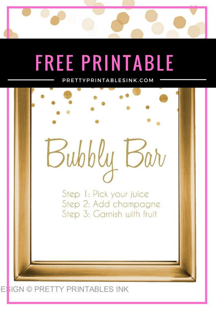 Freebie Friday - Bubbly Bar Sign | Birthday | Bubbly Bar, Bridal - Free Printable Bachelorette Signs