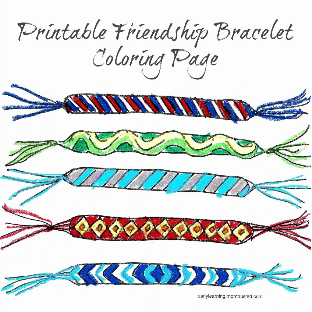 Friendship Bracelet Printable Coloring Page | Preschool Activities - Free Printable Friendship Bracelet Patterns