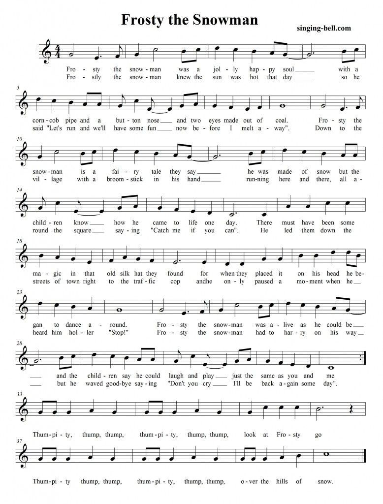 Frosty The Snowman | Free Xmas Music Scores/sheets | Pinterest - Free Printable Frosty The Snowman Sheet Music
