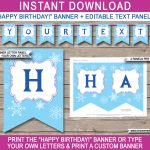 Frozen Party Banner Template | Birthday Banner | Editable Bunting   Frozen Birthday Banner Printable Free