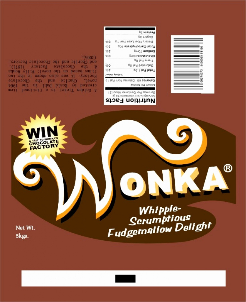 Wonka Wrapper Willy Wonka Wonka Bar Wrapper Printable Free Free
