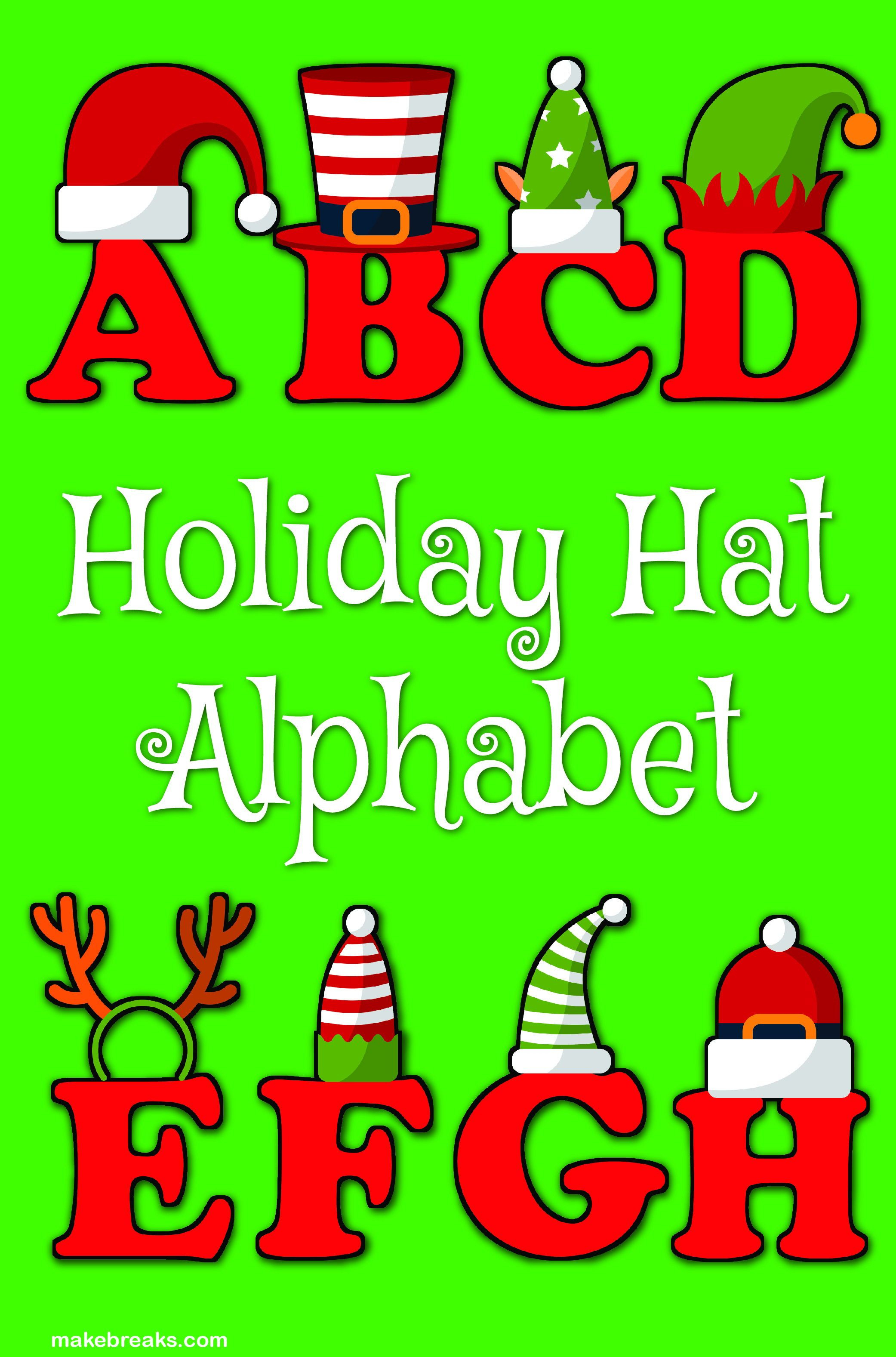 Funny Holiday Hat Christmas Alphabet Letters To Print - Free - Free Printable Christmas Alphabet