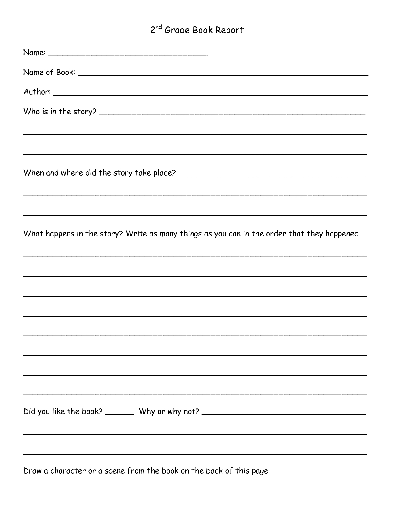 Grade 2 Book Report Template Photo Templates Free Printable - Free Printable Book Report Forms For Second Grade