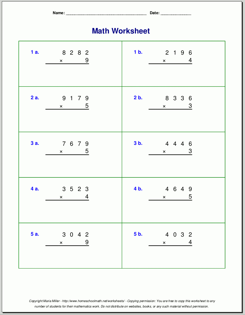 Grade 4 Multiplication Worksheets - Free Printable Abacus Worksheets