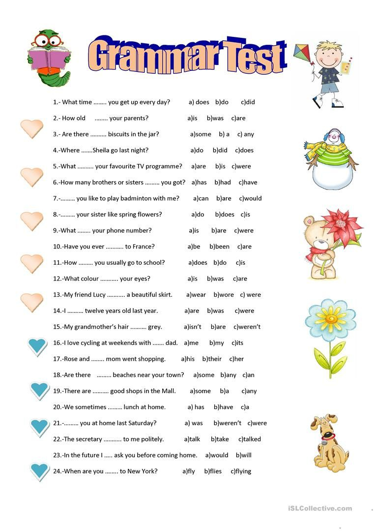 Grammar Test Worksheet - Free Esl Printable Worksheets Made - Free Printable Esl Grammar Worksheets