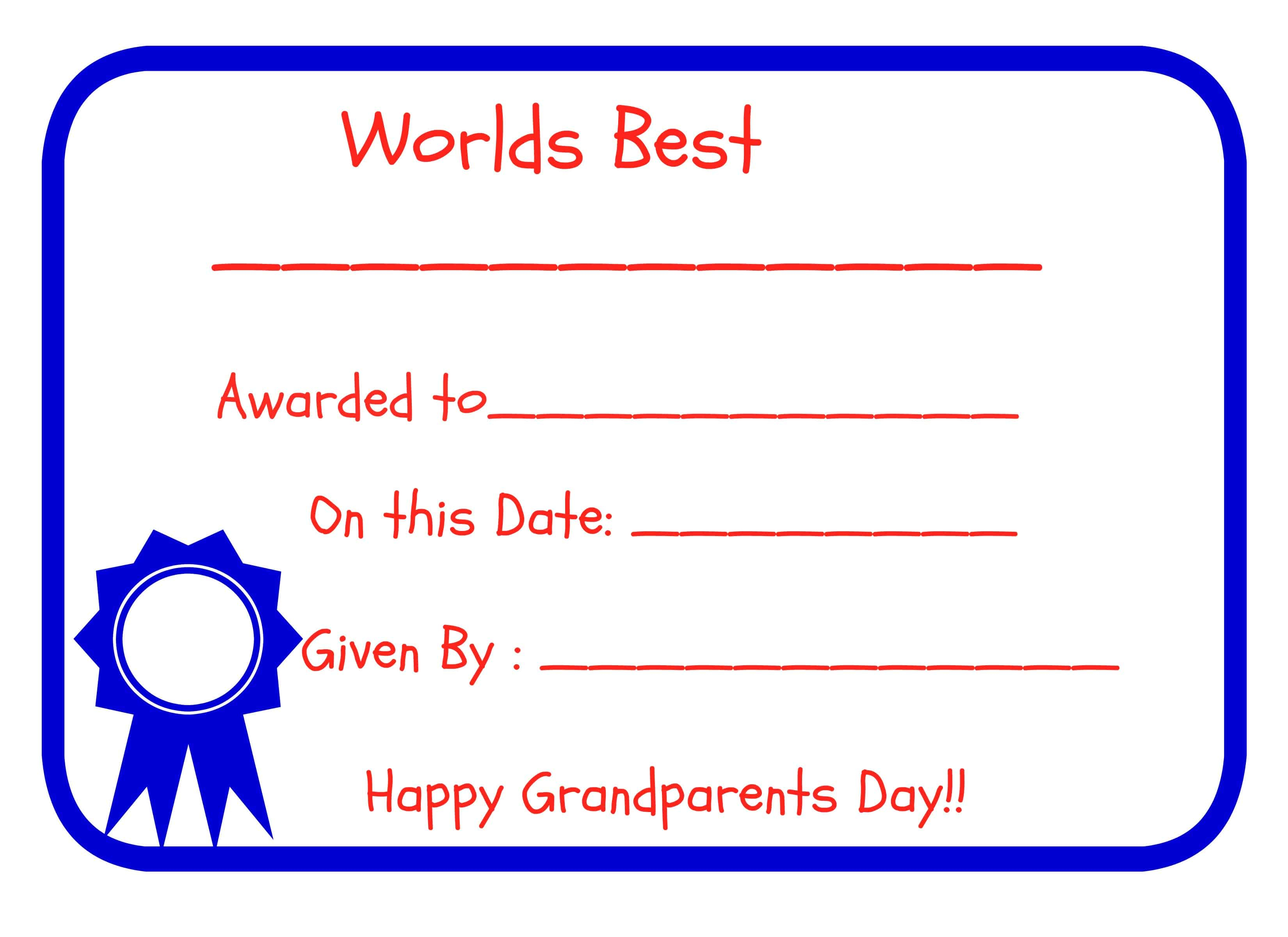 Grandparents Day - Free Printables! - Grandparents Certificate Free Printable