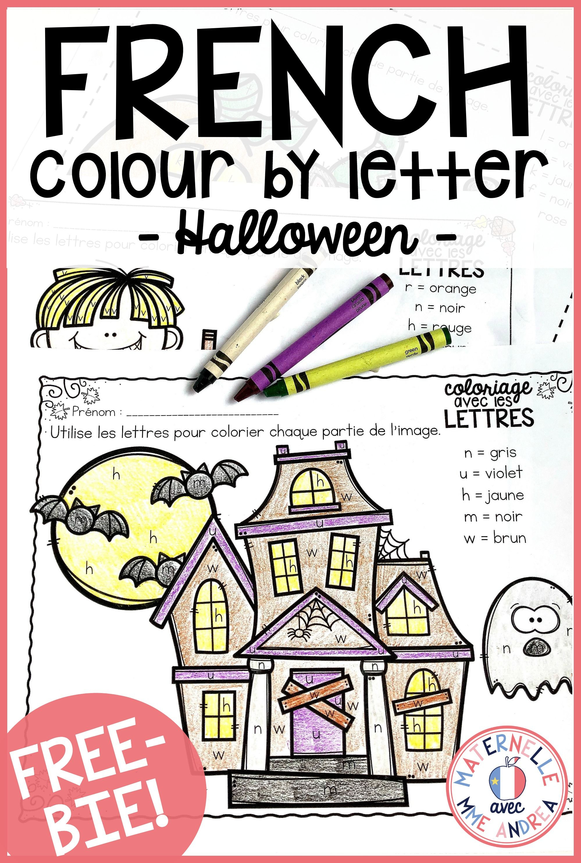 Gratuit! Free French Fall/halloween Colourletter Sheets | France - Free Printable French Halloween Worksheets