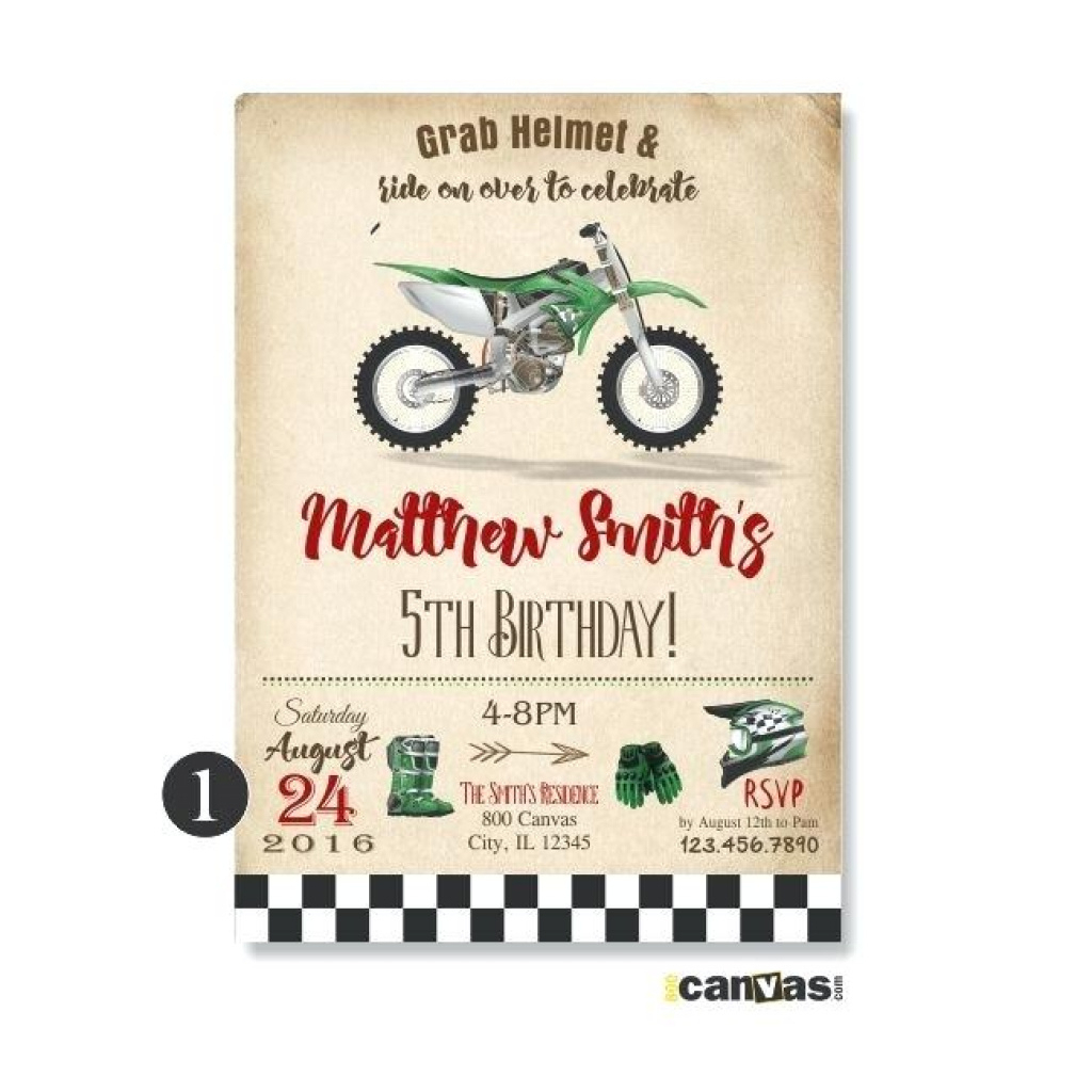 Green Dirt Bike Birthday Invitation Invitations Free – Iamflake.pro - Motorcycle Invitations Free Printable