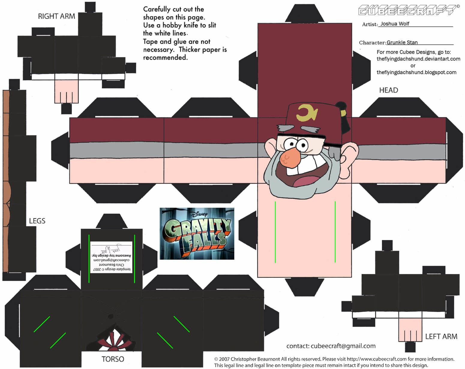 Grunkle Stan Paper Toy | Free Printable Papercraft Templates - Printable Paper Crafts Free