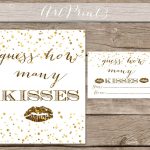 Guess How Many Kisses Bridal Shower Printable Gold Bridal | Etsy   How Many Kisses Game Free Printable