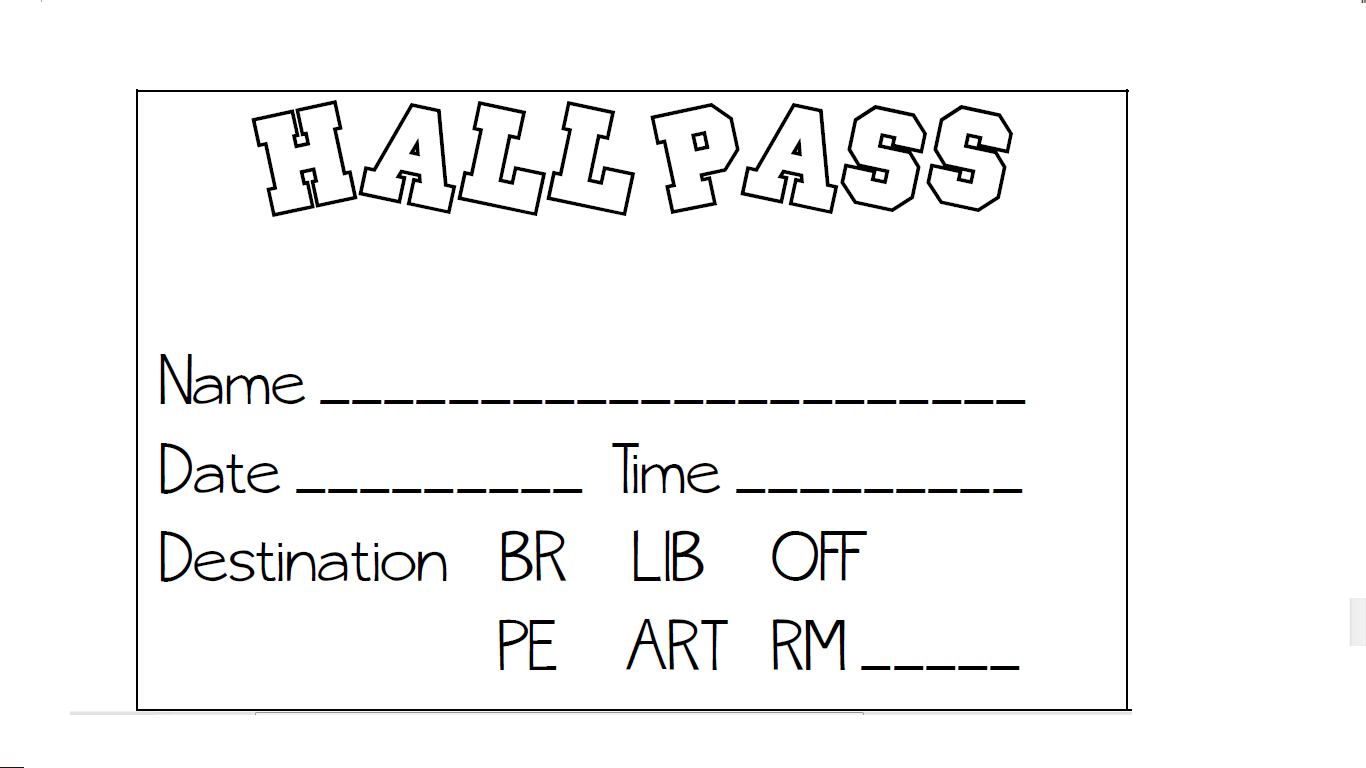 Hall Pass (Pbis System): Students Are Given A Sheet Of Passes Each - Free Printable Hall Pass Template
