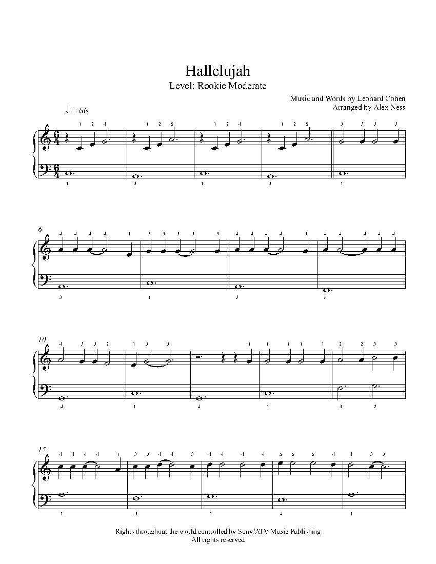 Hallelujahjeff Buckley Piano Sheet Music | Rookie Level - Hallelujah Piano Sheet Music Free Printable