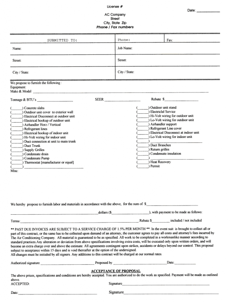 Handyman Contract Sample Printable Blank Bid Proposal Forms Free In - Free Printable Handyman Contracts