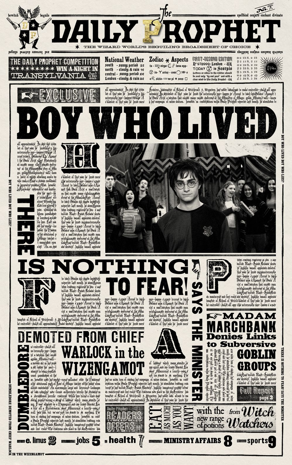 Harry Potter Daily Prophet Printable Daily Prophet | Accio Harry - Free Printable Harry Potter Posters