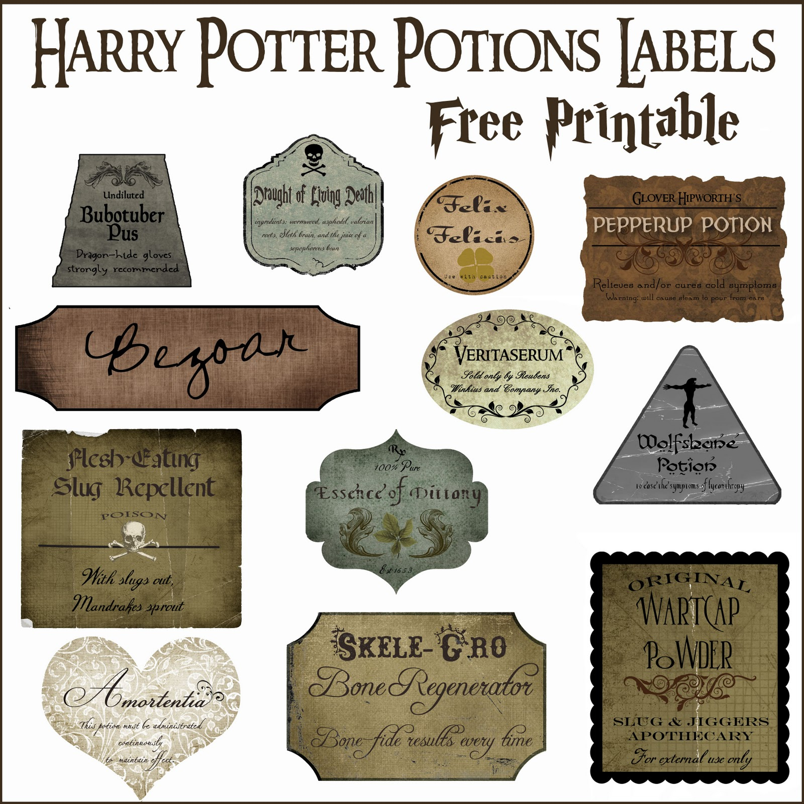Harry Potter Potion Label Printables - Free Printable Potion Labels