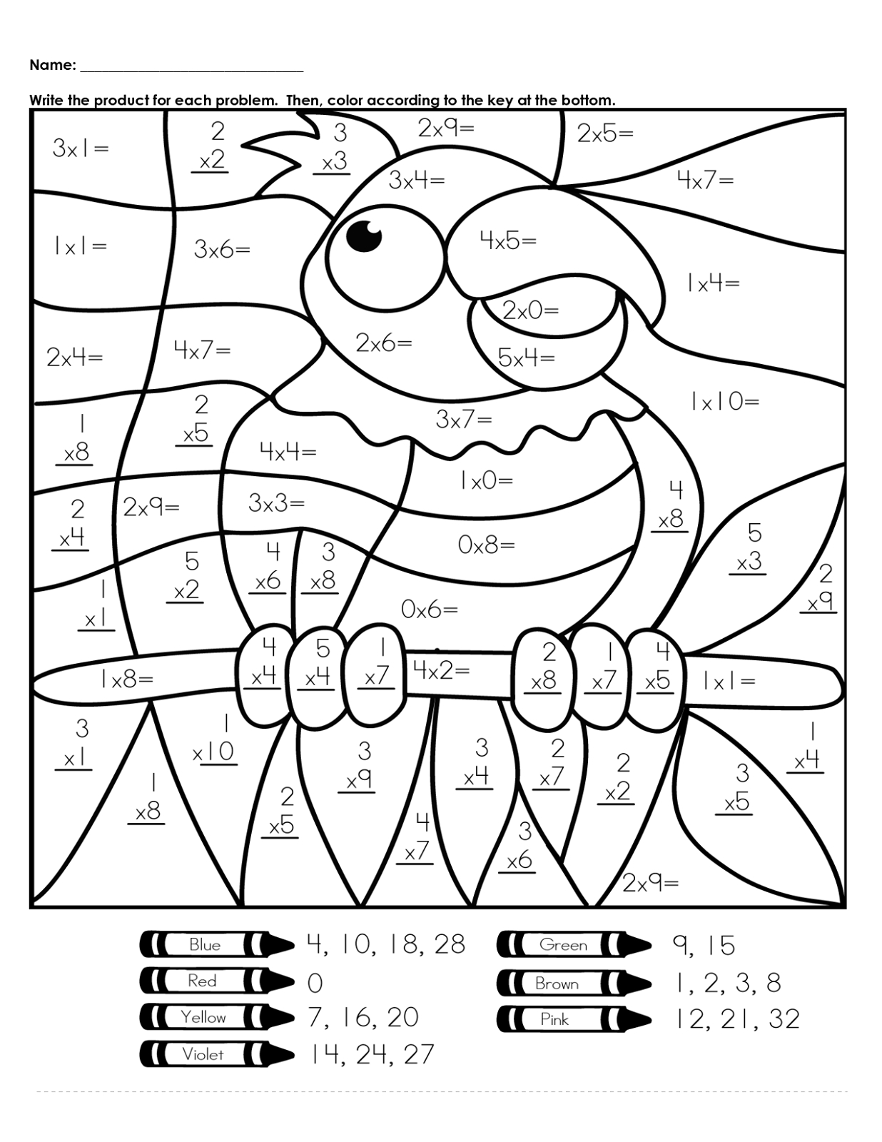 Hidden Picture Colornumber | Math Worksheets For Kids - Free Printable Math Coloring Sheets