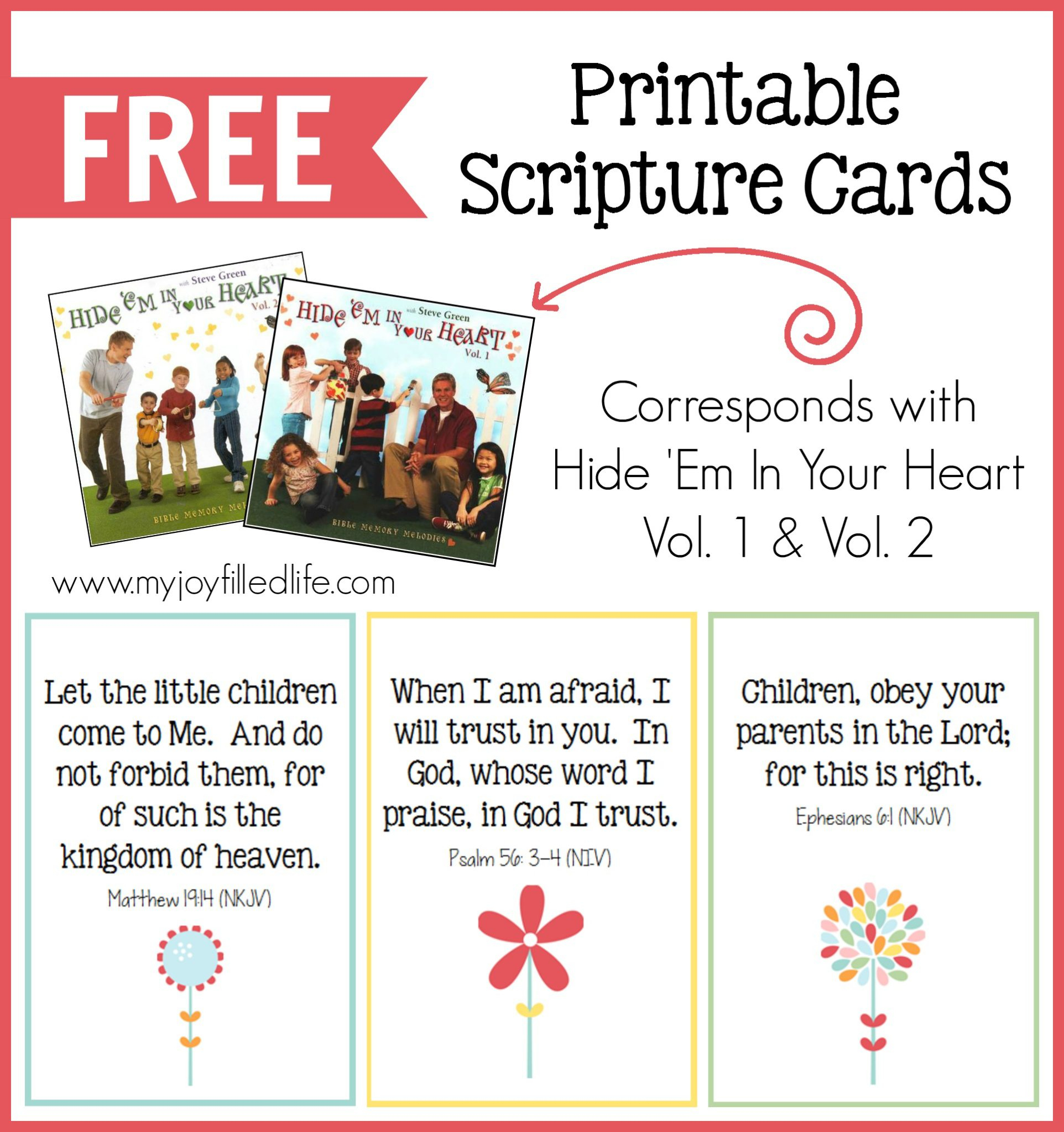 Hide &amp;#039;em In Your Heart Scripture Cards {Free Printable} - My Joy - Free Printable Picture Cards