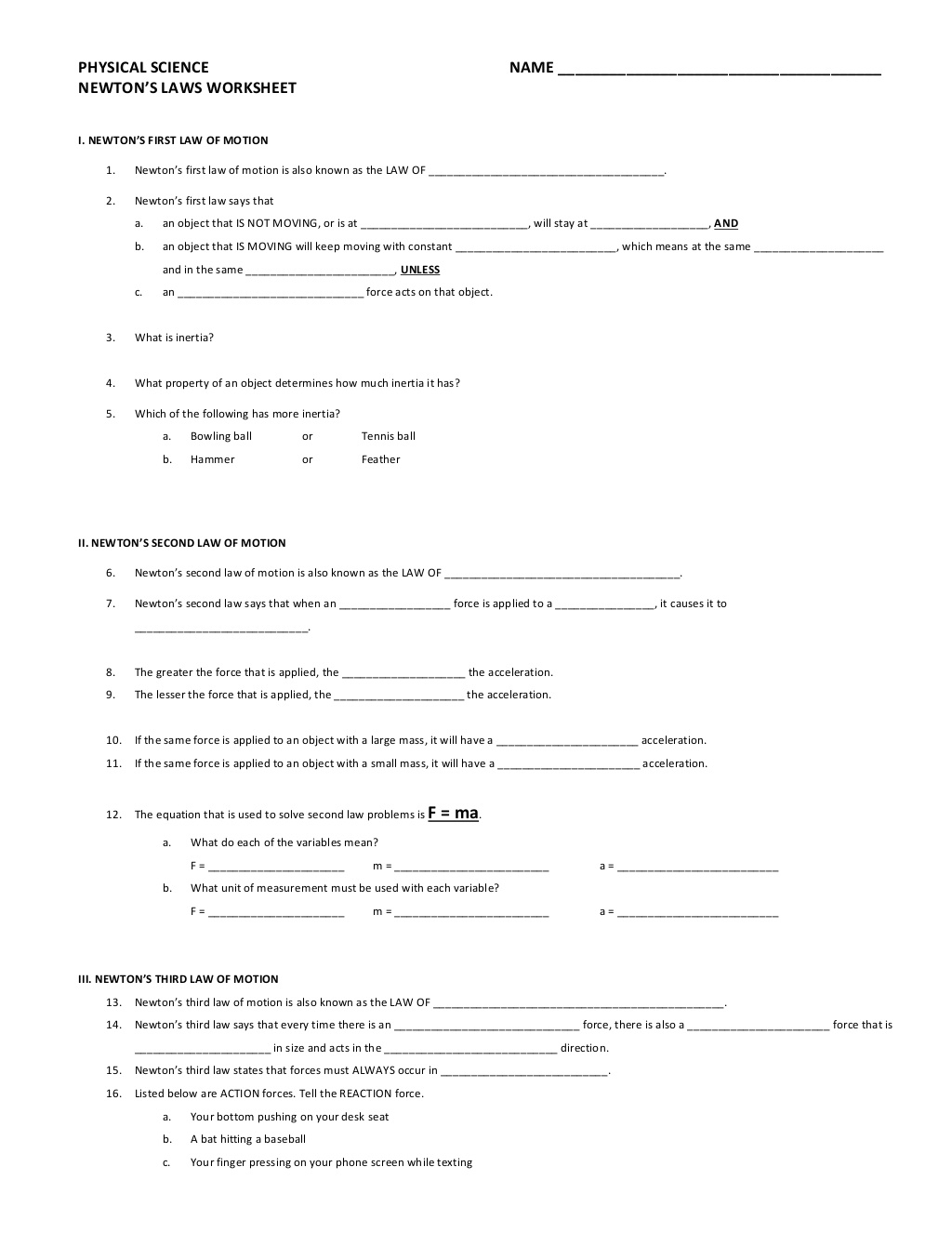 Holt Physical Science Worksheets. Science. Alistairtheoptimist Free - 9Th Grade Science Worksheets Free Printable