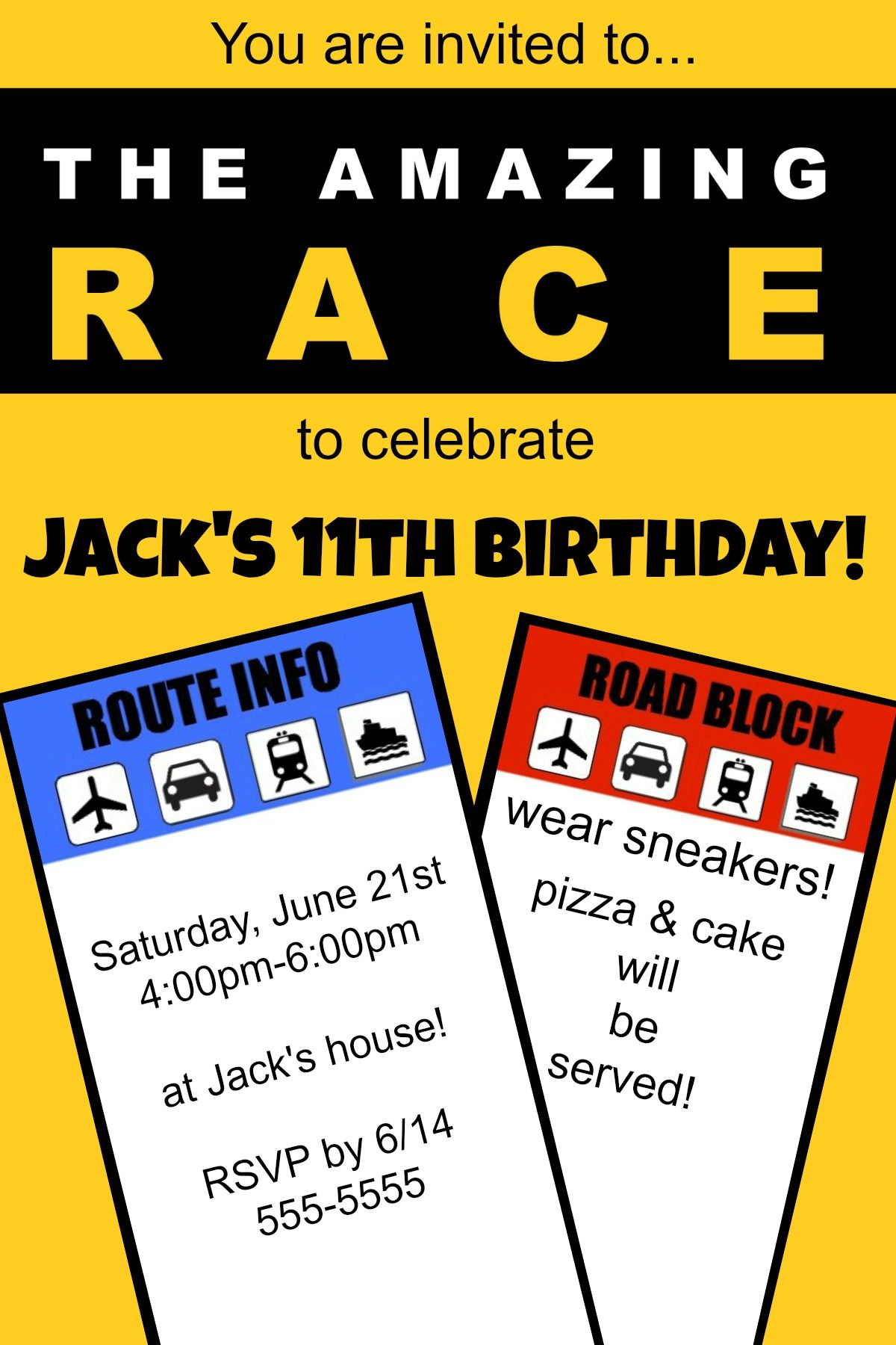 How To Host An &amp;quot;amazing Race&amp;quot; Birthday Party At Home! | Ideas For My - Free Printable Amazing Race Invitations