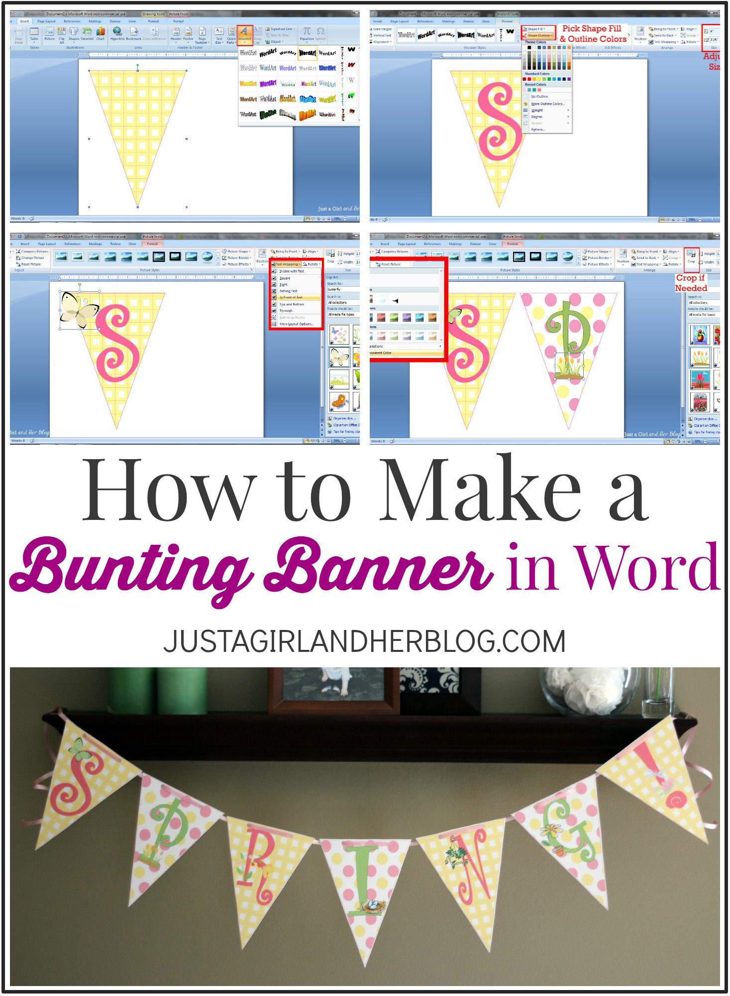 How To Make A Bunting Banner In Word {With Clip Art Tips And Tricks} - Free Printable Banner Maker