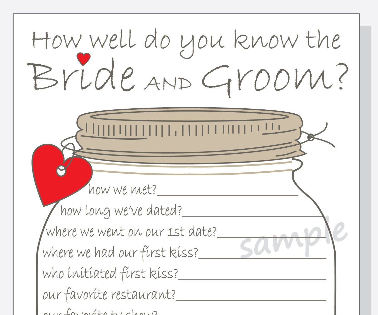 How Well Do You Know The Bride And Groom Printable Cards | Etsy - How Well Does The Bride Know The Groom Free Printable