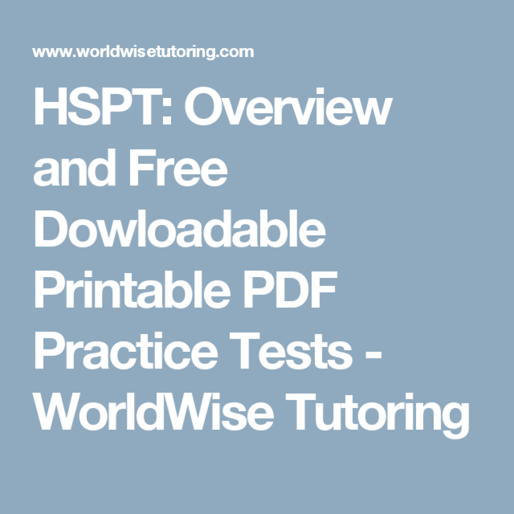 Free Printable Hspt Practice Test