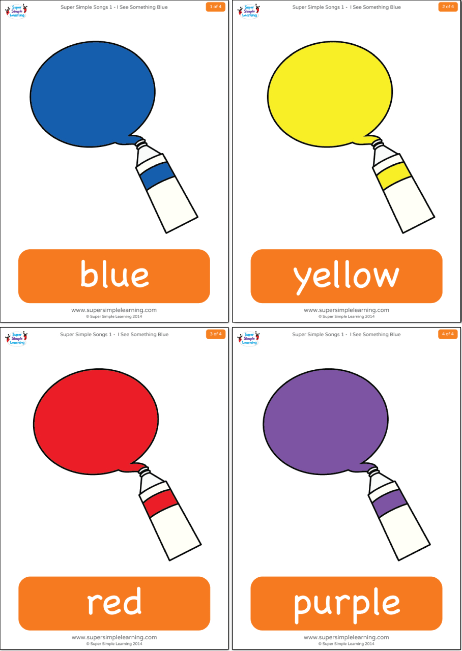 I See Something Blue Flashcards - Super Simple - Free Printable Colour Flashcards