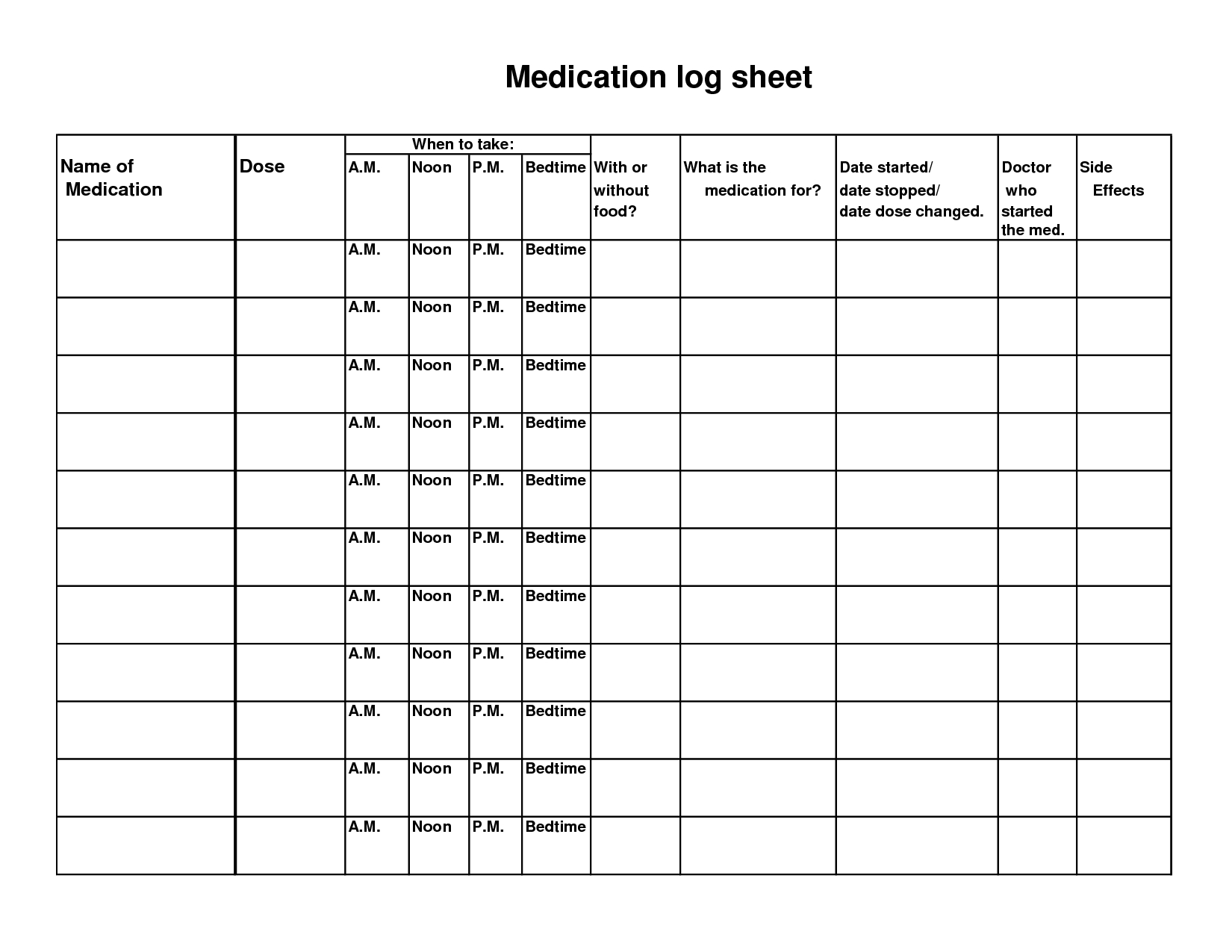 Image Of Blank Medication Chart Blank Medication Chart Printable - Free Printable Medicine Daily Chart