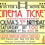 Impressive Movie Ticket Invitation Template ~ Ulyssesroom   Free Printable Movie Ticket Birthday Party Invitations