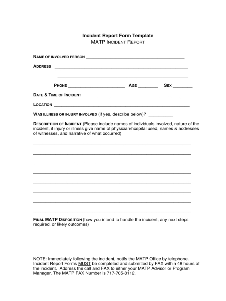 Incident Report Form - 7 Free Templates In Pdf, Word, Excel Download - Free Printable Incident Report Form