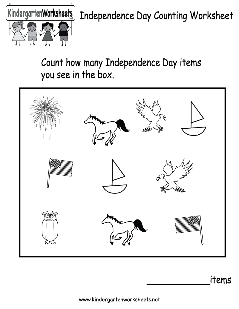 Independence Day Counting Worksheet - Free Kindergarten Holiday - Free Printable Presidents Day Worksheets