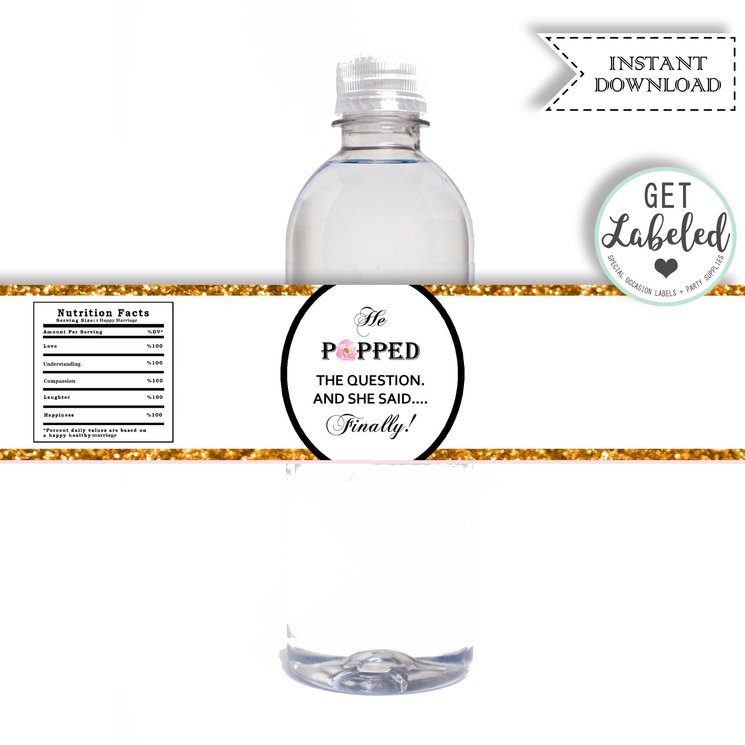 Instant Download Printable Bridal Shower Water Bottle Labels | Etsy - Free Printable Water Bottle Labels Bachelorette