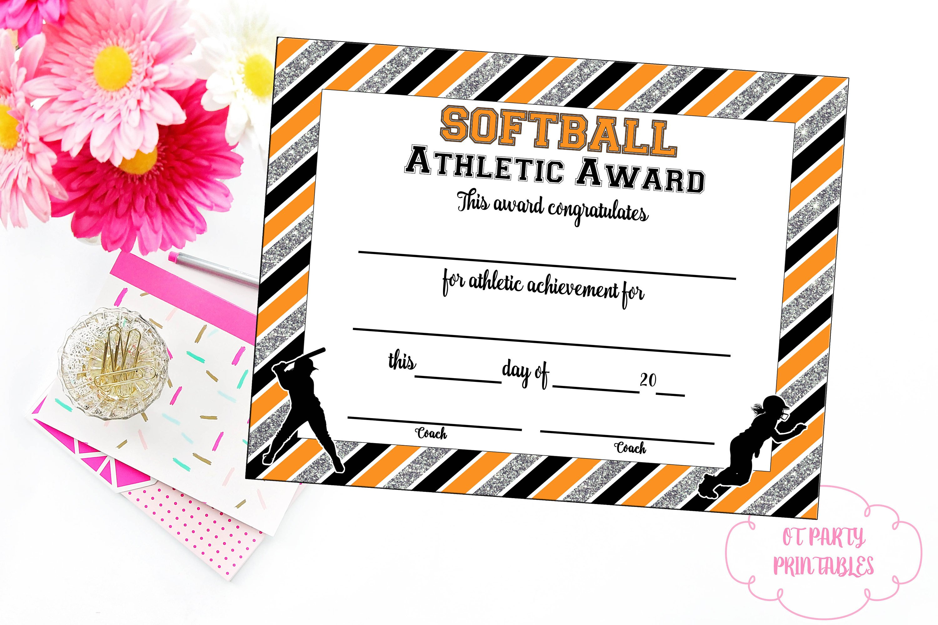 Instant Download Softball Certificate Of Achievement | Etsy - Free Printable Softball Certificates