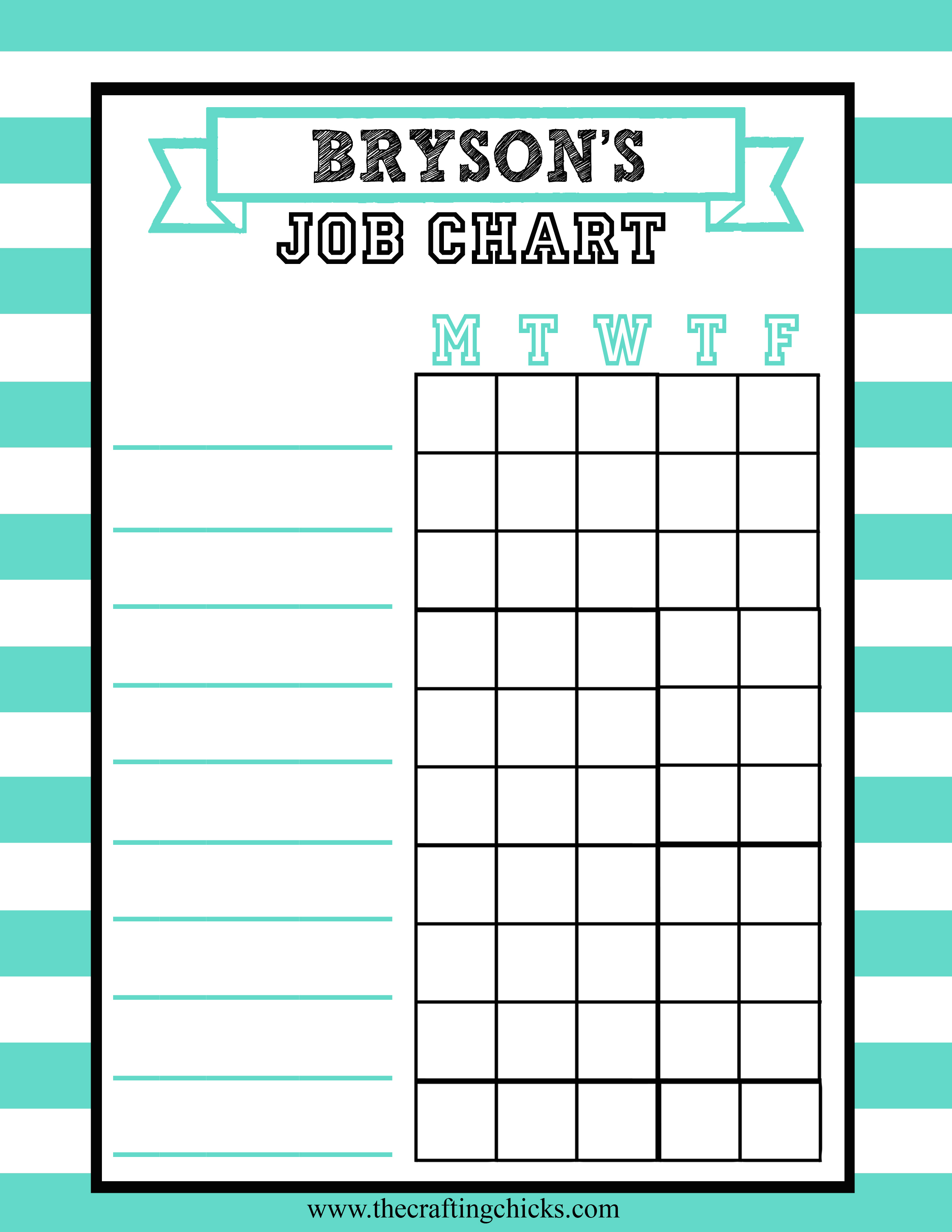 Job Charts Free Printable - The Crafting Chicks - Free Printable To Do Charts