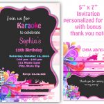 Karaoke Invitation Karaoke Party Invitation Karaoke | Etsy   Free Printable Karaoke Party Invitations