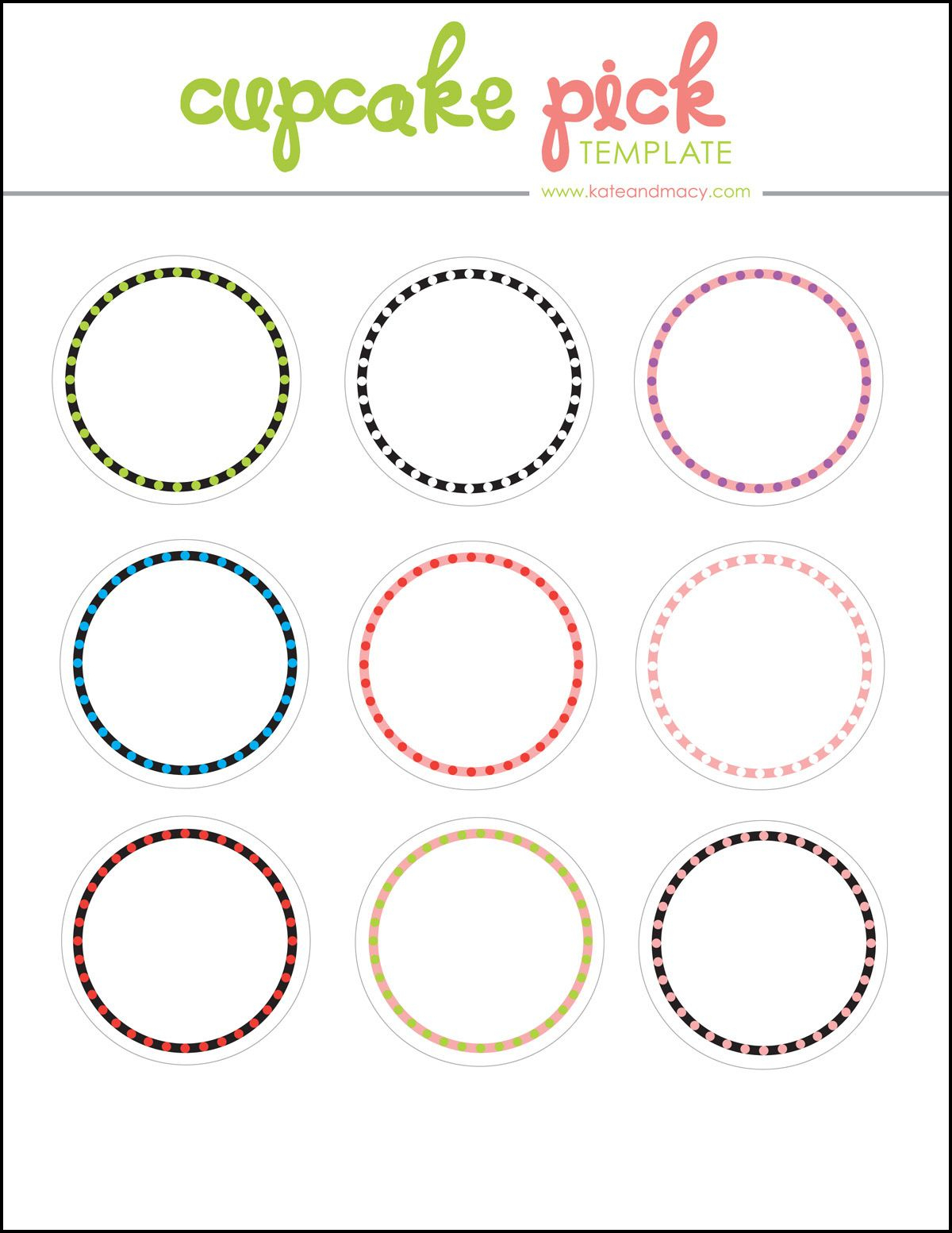 Kate: Free Digital Cupcake Pick Topper Template | Printables - Free Printable Whale Cupcake Toppers