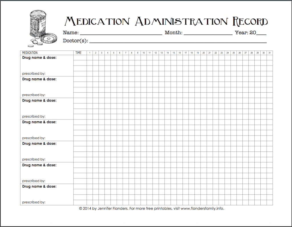 Printable Medication Schedule Pill Chart