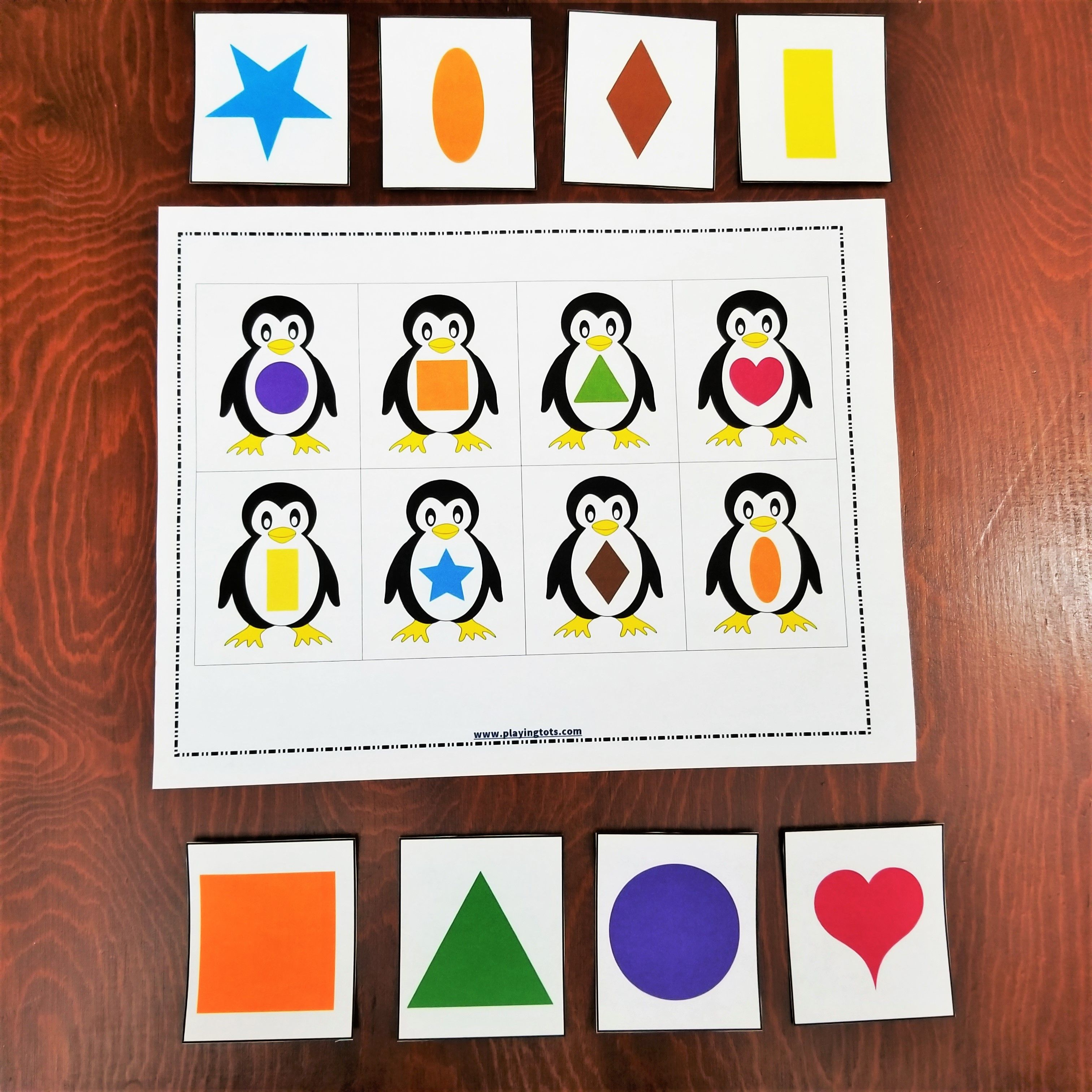 Keywords: Matching,activities,shapes,penguin,animals,toddler,free - Free Printable Folder Games