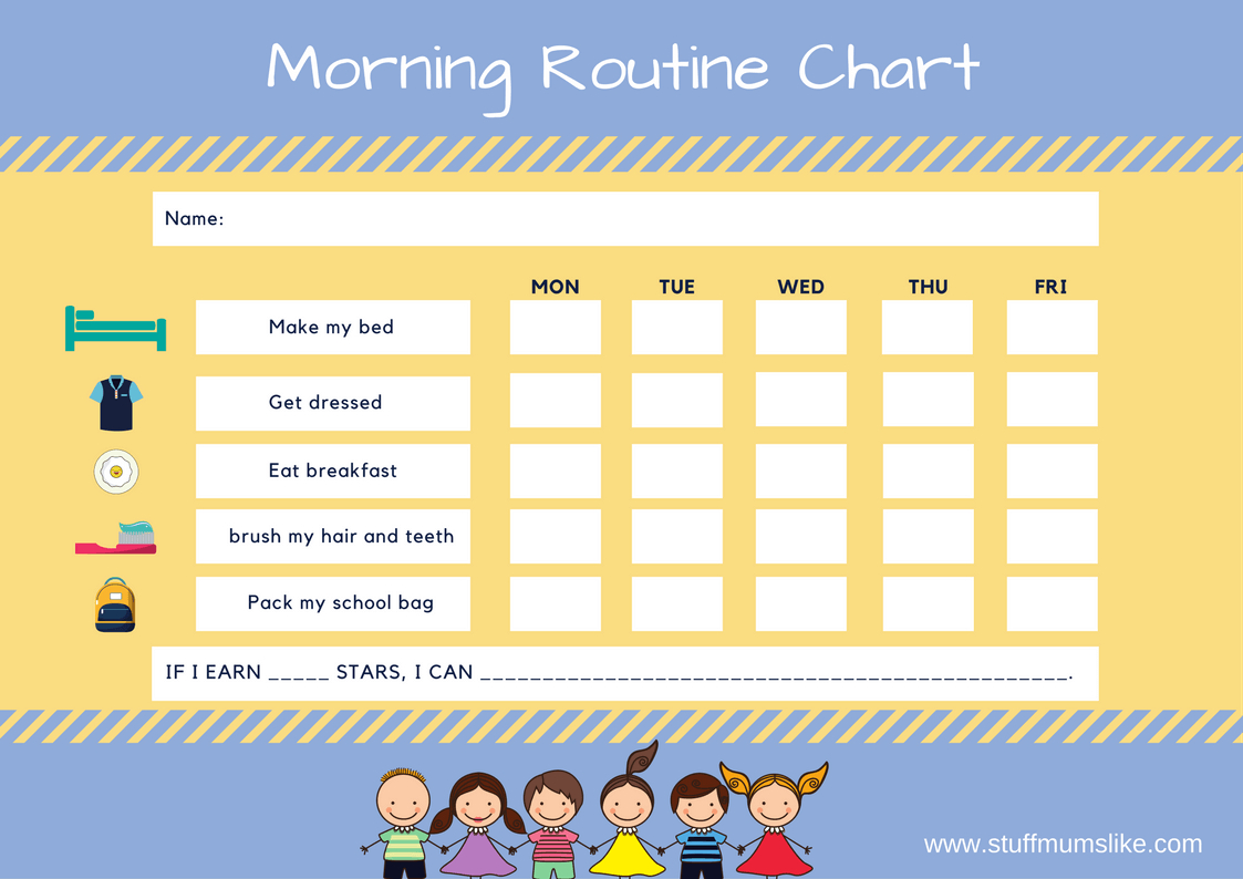 Kids Morning Routine Checklist- With Free Printable - Stuff Mums Like - Children&amp;#039;s Routine Charts Free Printable