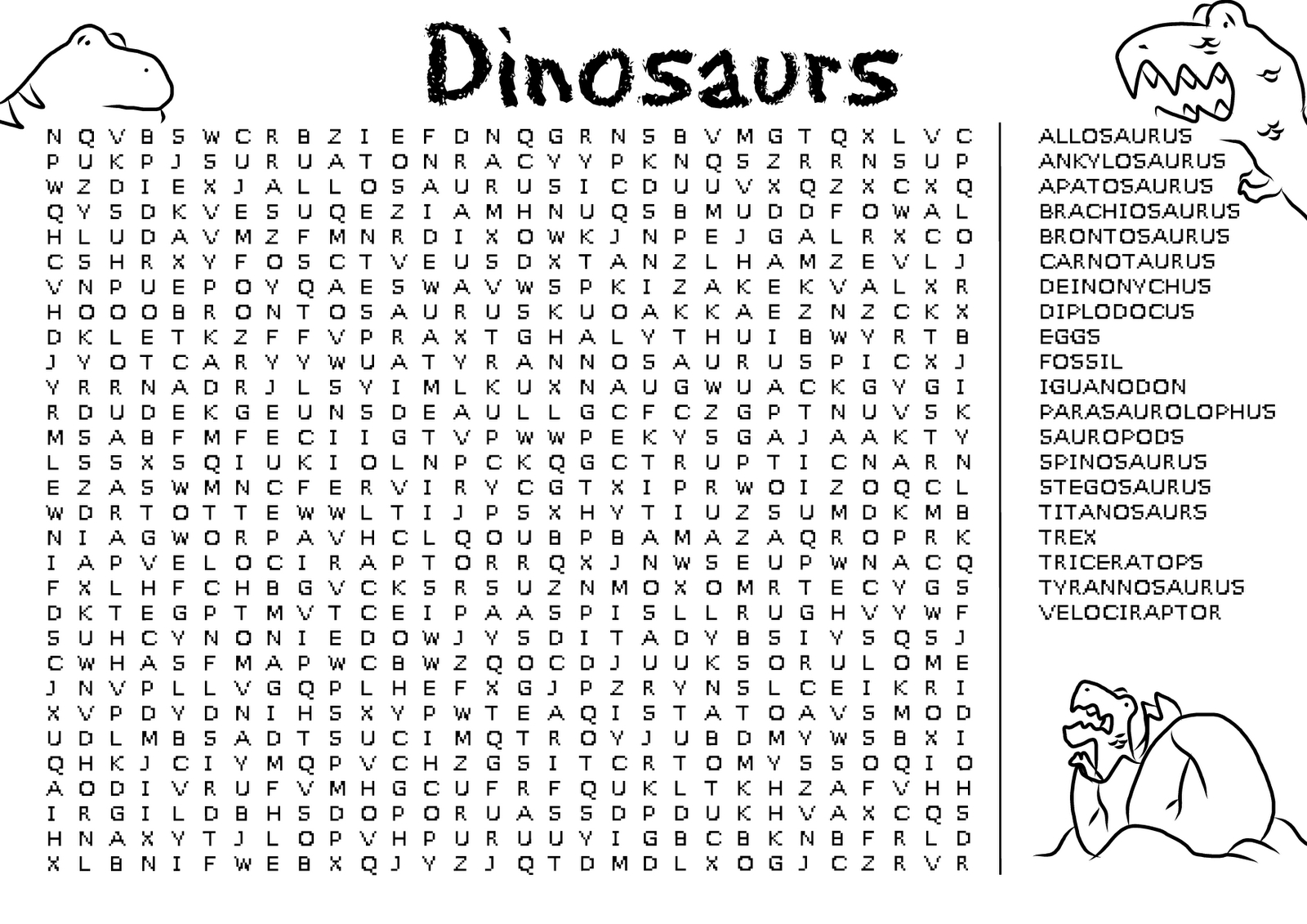 Kids Word Search Puzzle | Kiddo Shelter - Free Printable Dinosaur Word Search