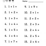 Kindergarten Column Addition Worksheet Printable | Teaching   Free Printable Addition Worksheets