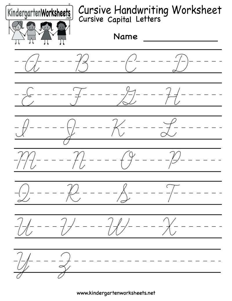 Kindergarten Cursive Handwriting Worksheet Printable | School And - Free Printable Cursive Alphabet