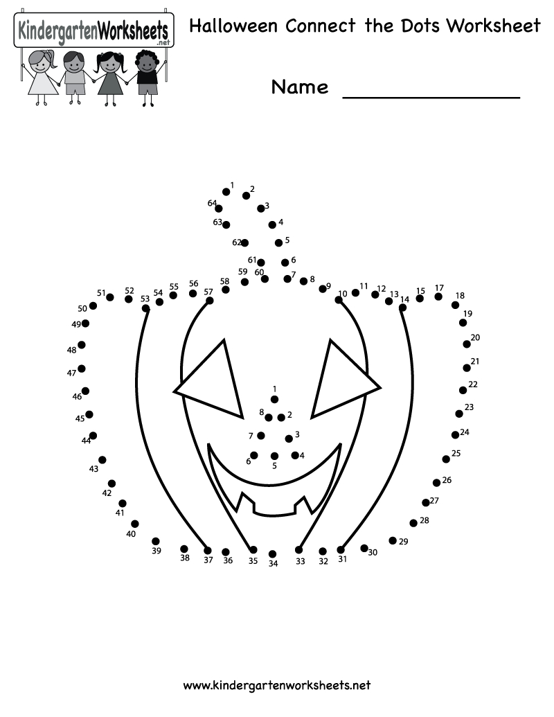 Kindergarten Halloween Connect The Dots Worksheet Printable | Free - Free Printable Halloween Worksheets