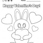 Kindergarten Valentine's Bunny Coloring Worksheet Printable   Free Printable Preschool Valentine Worksheets